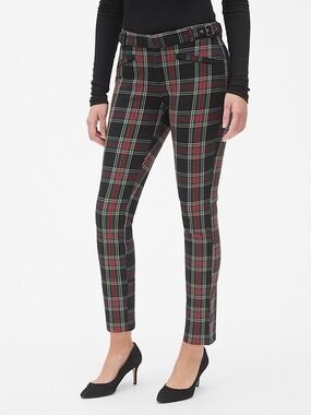 GAP Black and Red Plaid Ankle Pants
